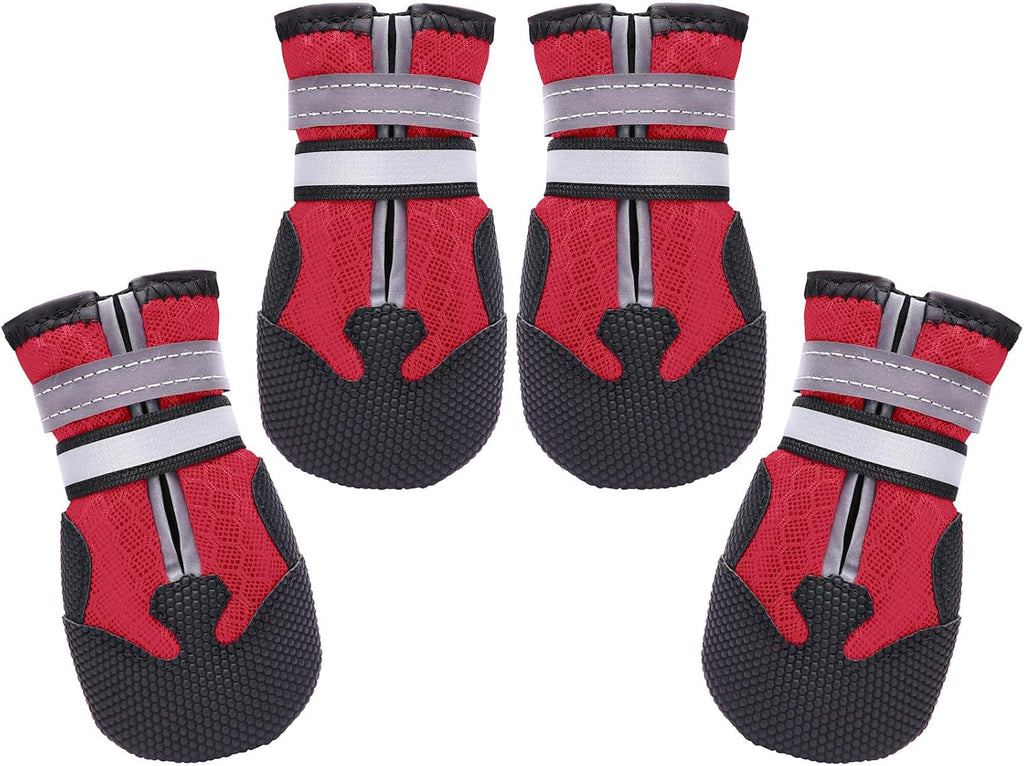Dimicoo Breathable Dog Boots for Medium Large Dogs,Non-Slip Dog Shoes for All Weather and Hot Pavement,Soft Paw Protecto