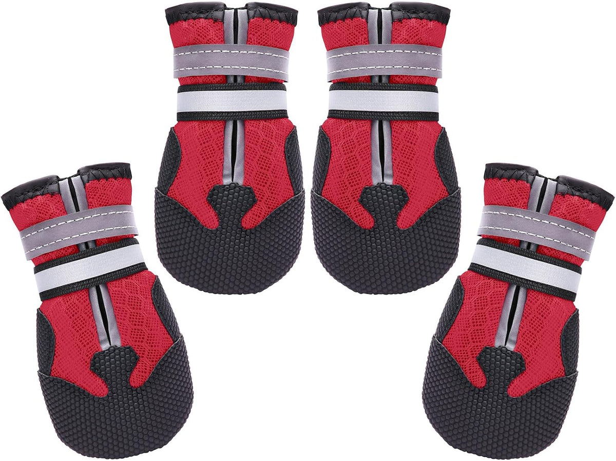 Dimicoo Breathable Dog Boots for Medium Large Dogs,Non-Slip Dog Shoes for All Weather and Hot Pavement,Soft Paw Protecto