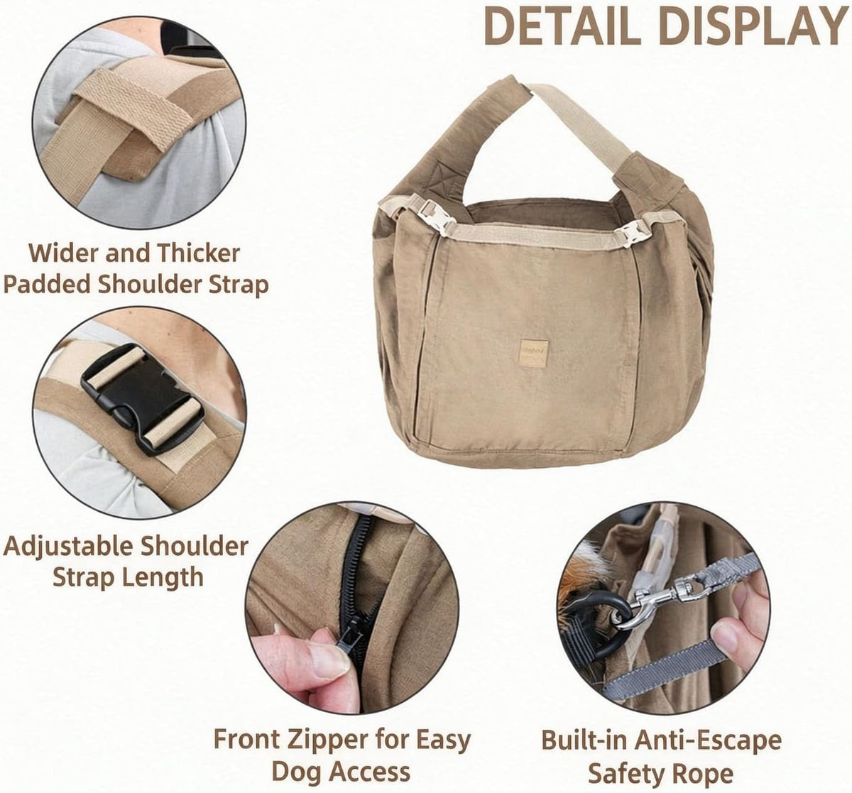 Large Dog Sling Carrier for Pets up to 40 Lbs, Heavy‑Duty Canvas Pet Sling