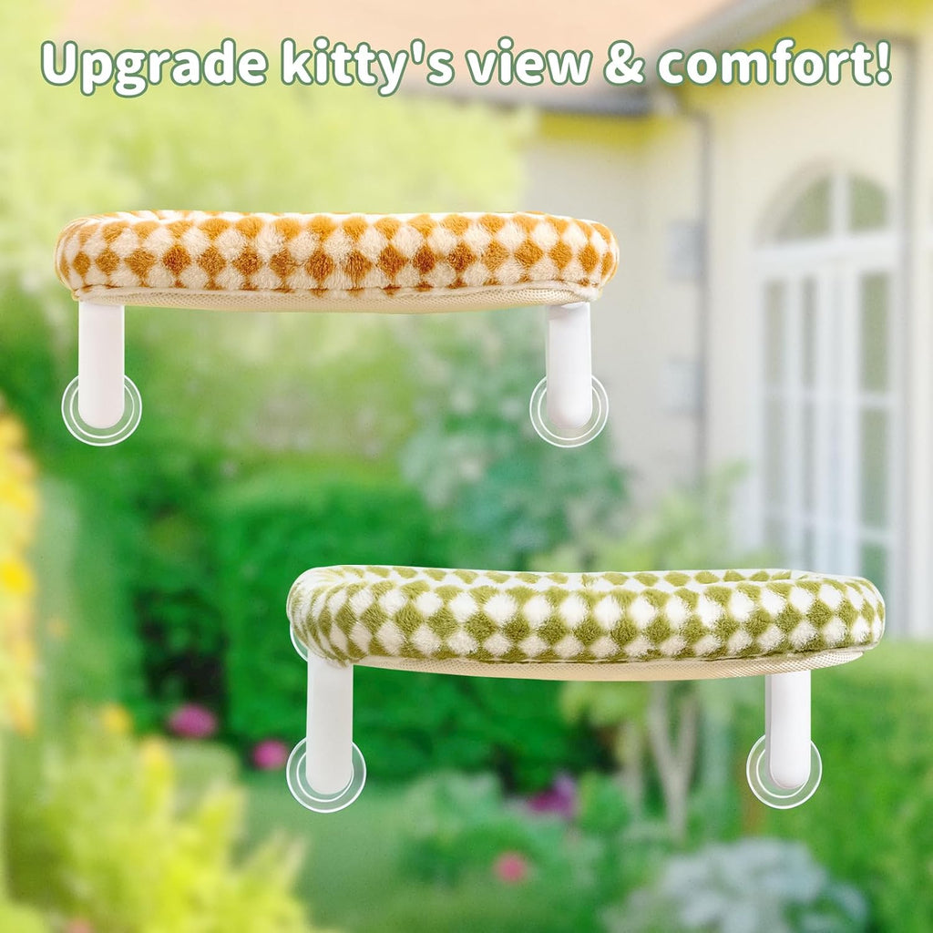Sunhoo Foldable Cat Window Perch, Large Suction Cup Kitty Hammock, Green
