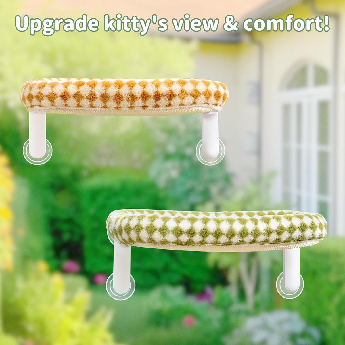 Sunhoo Foldable Cat Window Perch, Large Suction Cup Kitty Hammock, Green