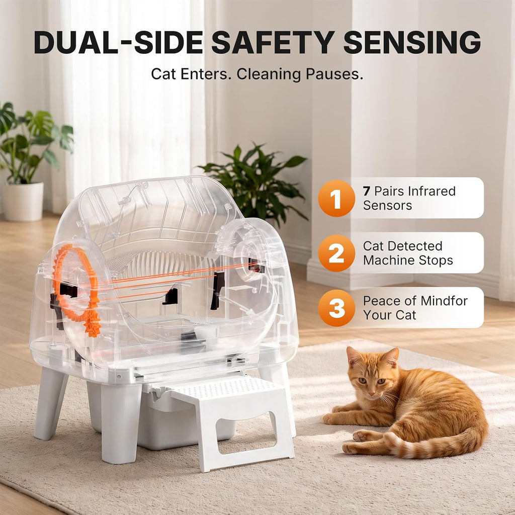 Automatic Litter Box,Cat Litter Box Automatic Cleaning with Easy-Access Step for Cats 3–18 lb, Self Cleaning Cat Litter 