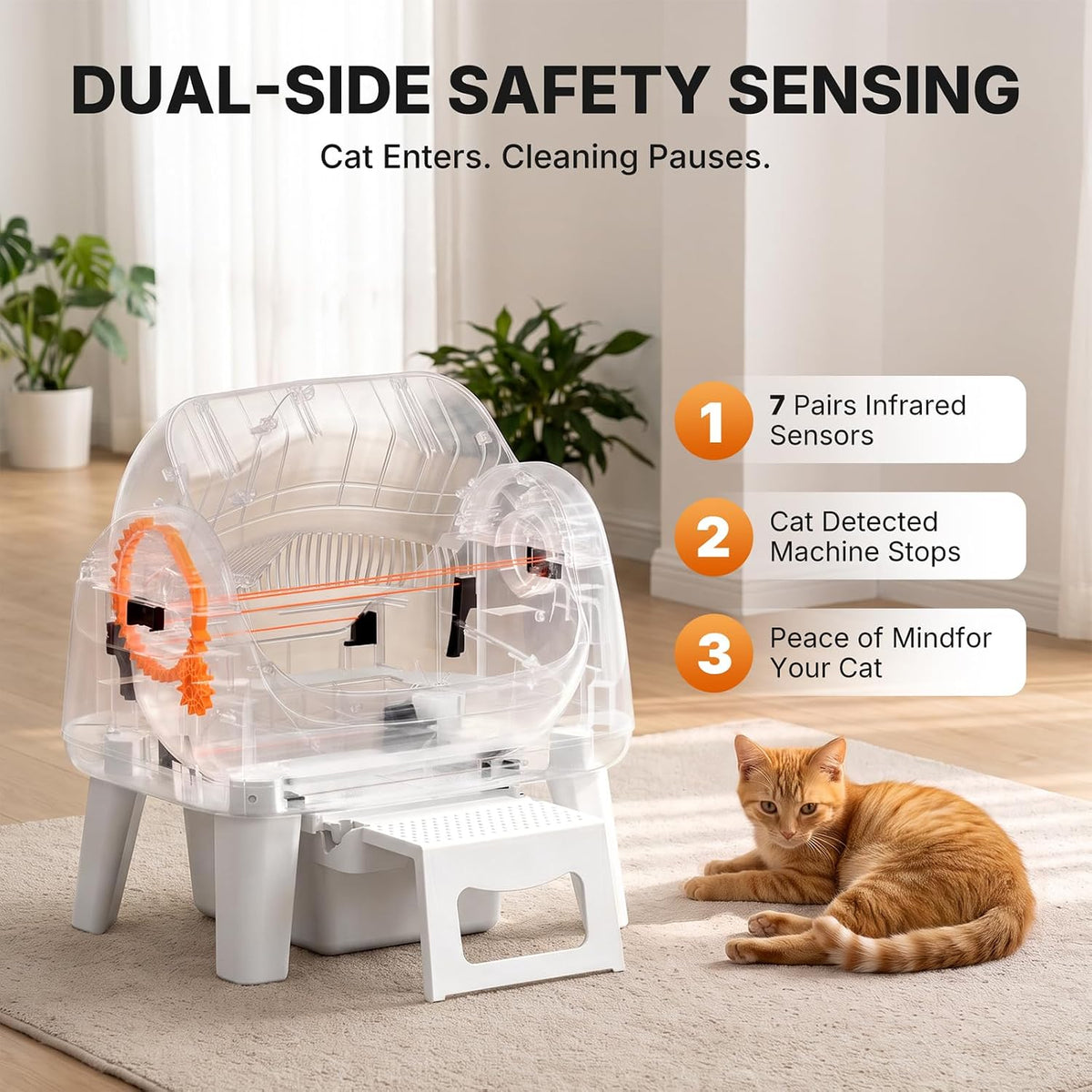 Automatic Litter Box,Cat Litter Box Automatic Cleaning with Easy-Access Step for Cats 3–18 lb, Self Cleaning Cat Litter 