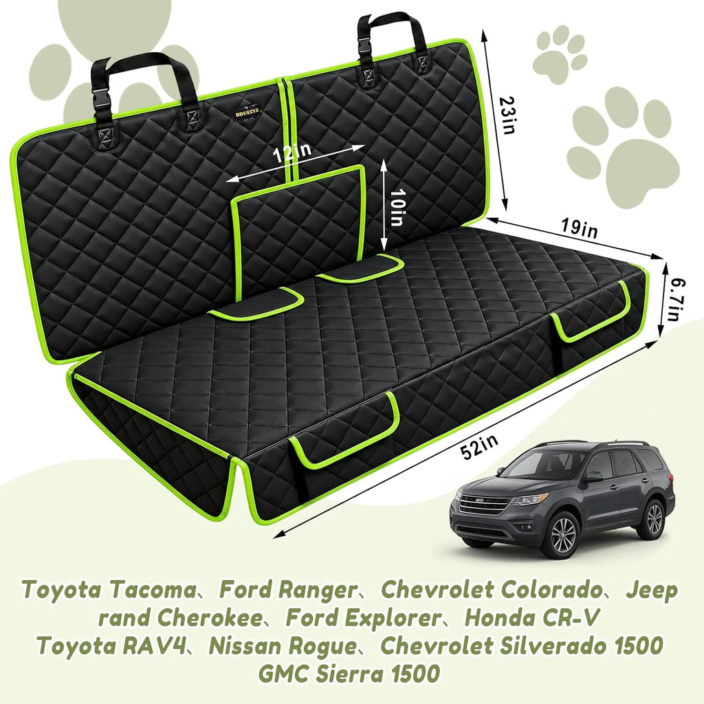 BDUSXYZ Dog Car Seat Cover for Back Seat - Waterproof Non-Slip Bench Seat Protector for Cars Trucks SUVs, 52" W X 49" L 
