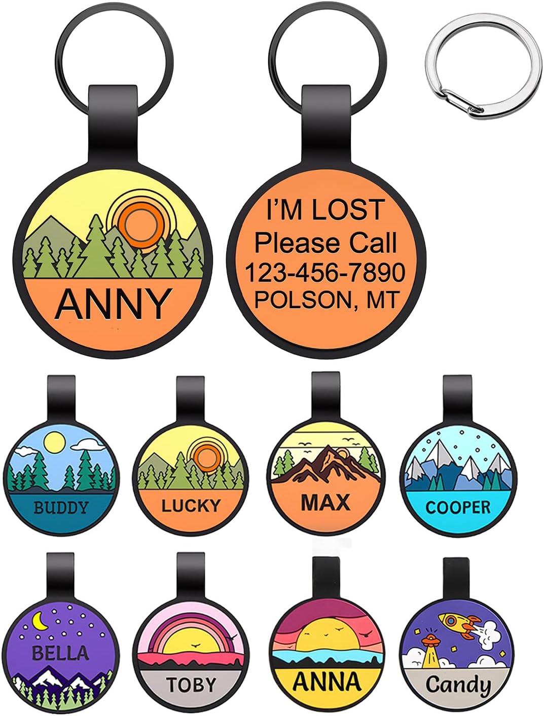Silent Dog Tag, Personalized Engraved Silicone Pet ID Tag, Bone
