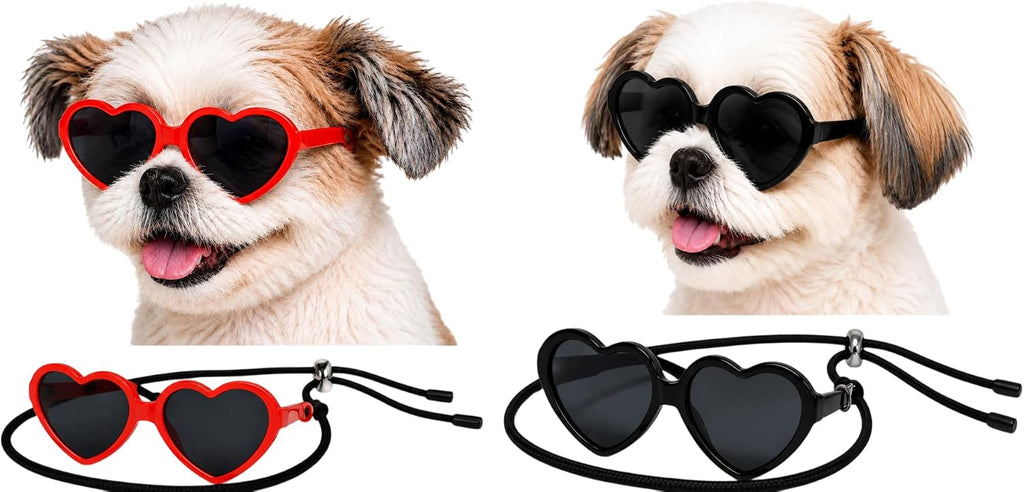 G016-1 Dog Pet Heart Costume Sunglasses for Small to Medium Breed (Up to 15 lbs, Heart Pink-Pink Mirror)