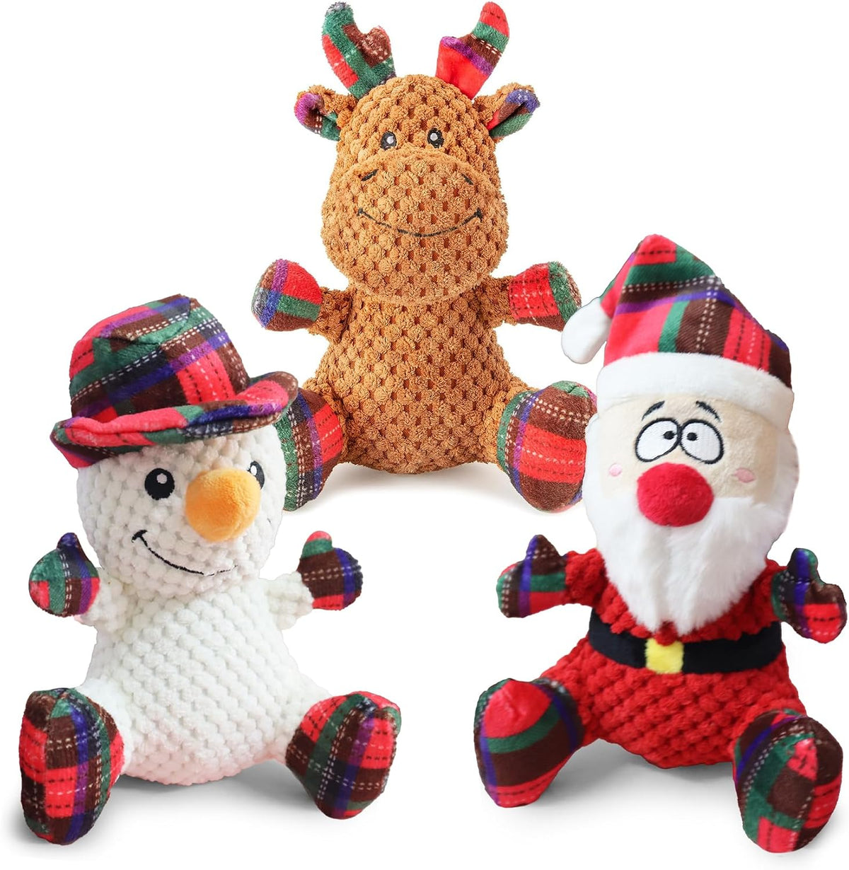 BUYPOW Funny Plush Dog Chew Toys, Squeaky Dog Toys, Interactive Tug of War Puppy Toys, Stuffed Dog Toys for Small, Mediu