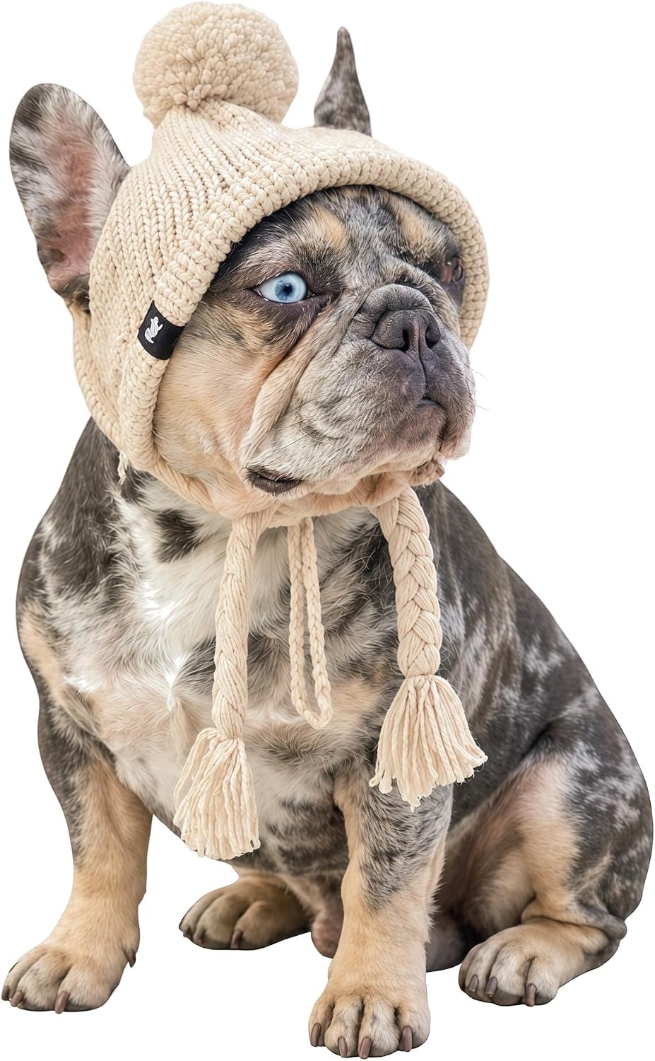 Cozy Ears Alpaca Blend Winter Dog Hat, Dog Beanie, Ear Holes, Beige, L