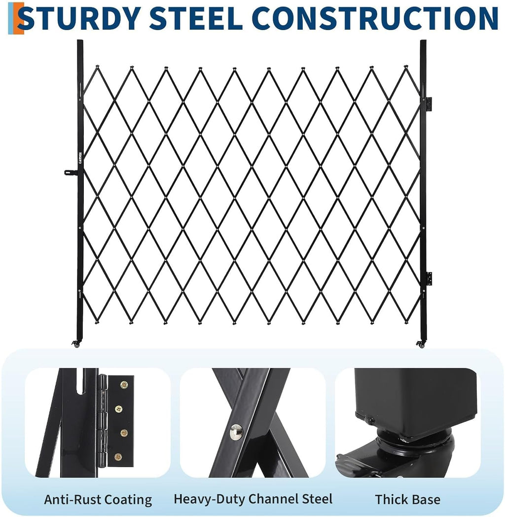 Expandable Folding Security Gate, Lockable Scissor Barricade