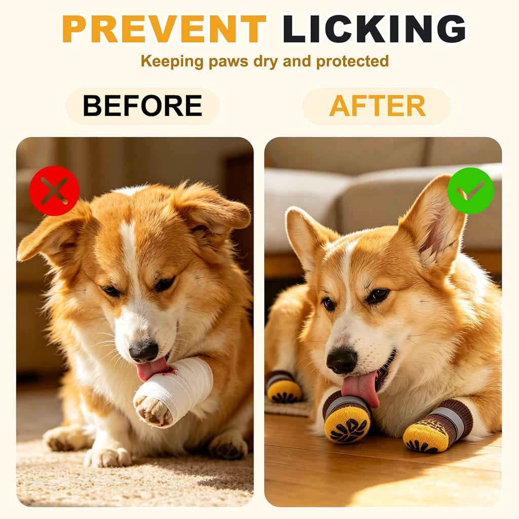 Non-Slip Dog Socks, Prevents Lick Paws with Double Sides Grips