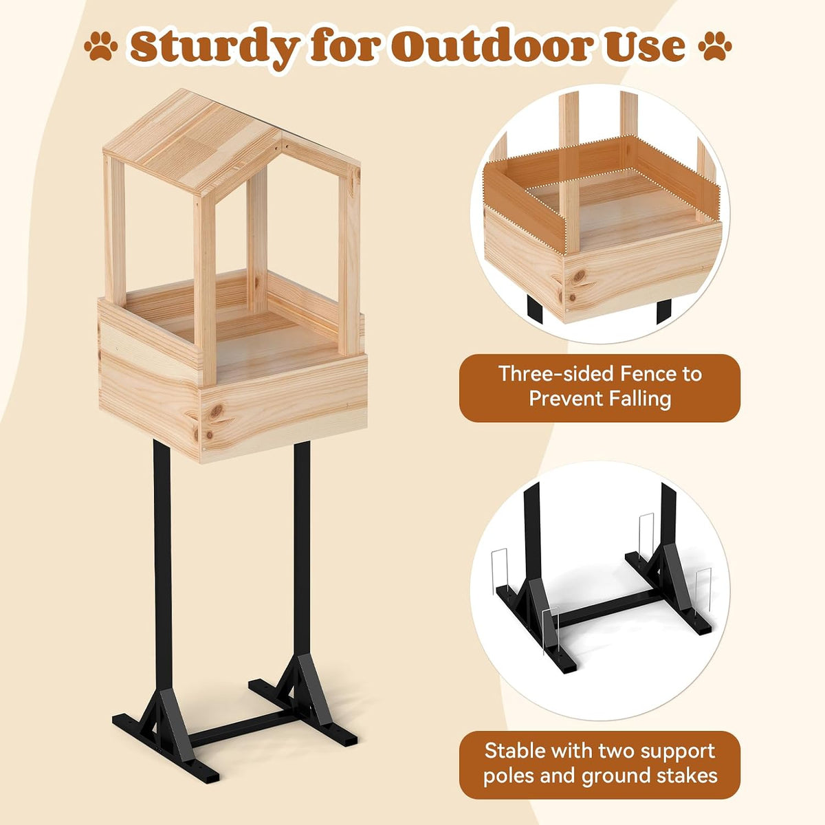 Outdoor Cat Feeding Station, Raccoon Proof Elevated Stand, Waterproof
