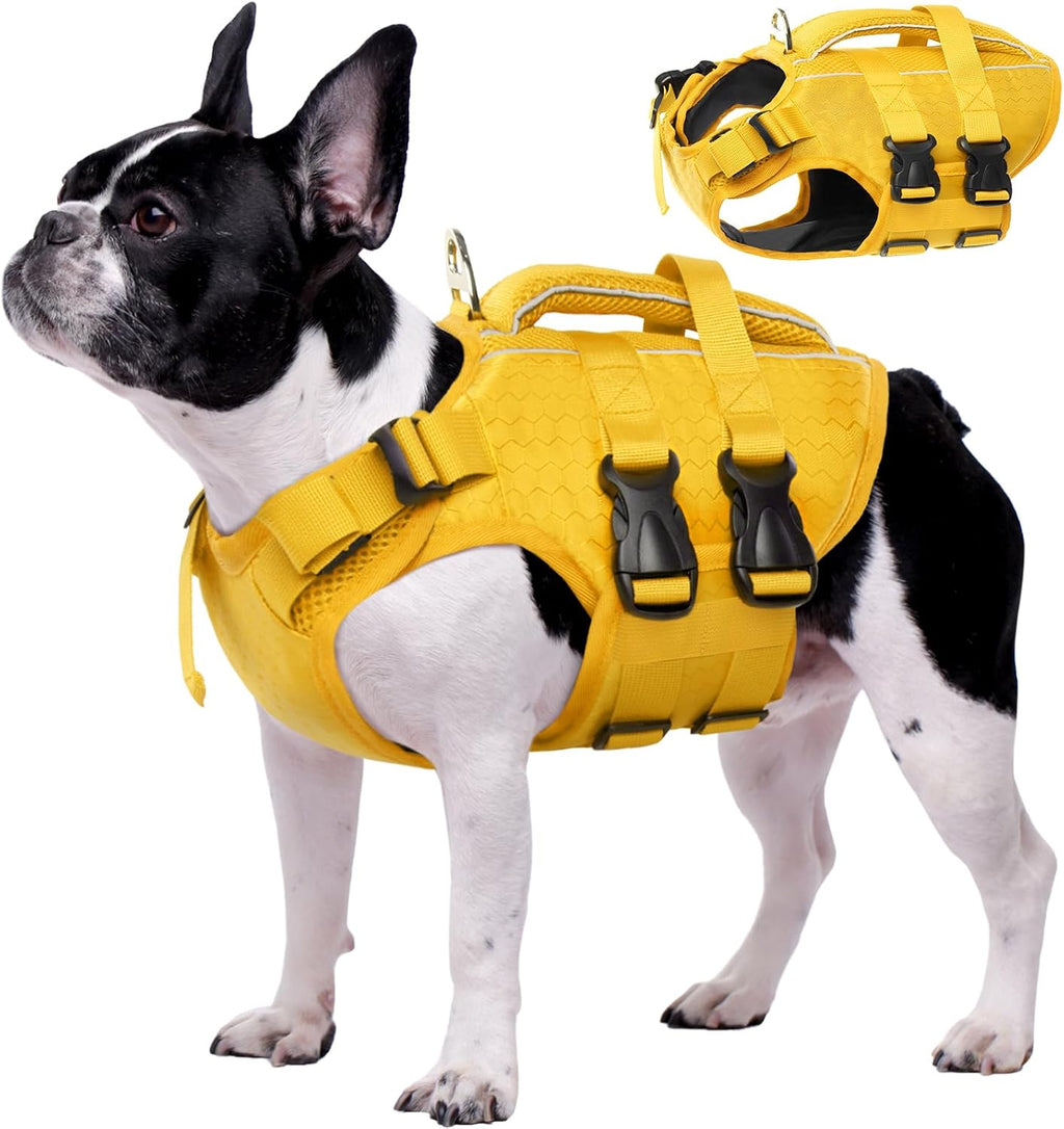 Kuoser Dog Life Jacket, High Flotation Reflective Dog Life Vest, Orange, L