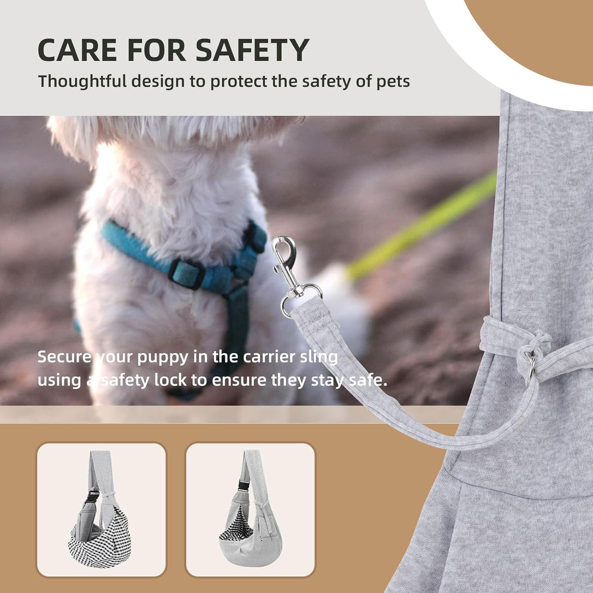 Adjustable Dog Sling Carrier with Pocket, Puppy Carrier for Small Dog & Cat