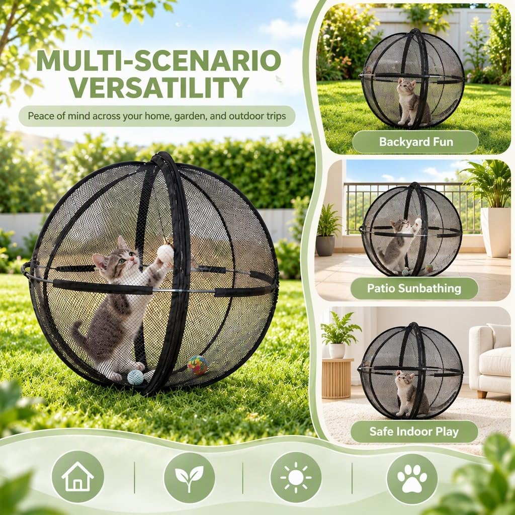Cat Hamster Ball for Outside, Outdoor Cat Ball Enclosure Rolling