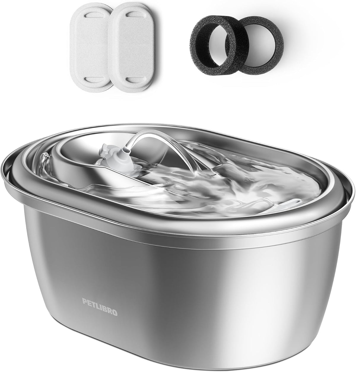 PETLIBRO Stainless Steel Cat Water Fountain, 101oz/3L Automatic Water Dispenser for Cats Indoor, Quiet Pet Water Dispens