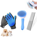 Dog & Cat Brush,Pet Grooming Kit 4PCS- Dog Brush for Shedding| A Pair Pet Hair Removal Gloves| Metal Comb for dog.Remove