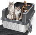 XXL Stainless Steel Litter Box with Lid for Multiple & Big Cats