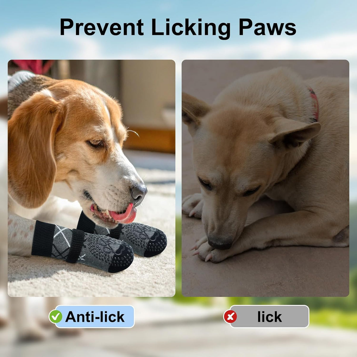 6PCS Dog Socks to Prevent Licking Paws for Hot/Cold Pavement