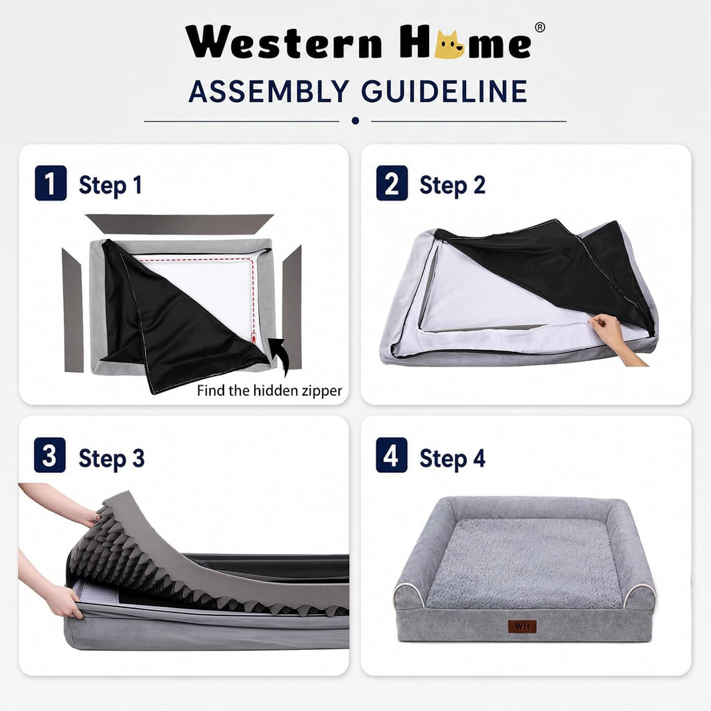 WESTERN HOME Orthopedic Dog Bed Washable Couch for Large Senior Dog 36"
