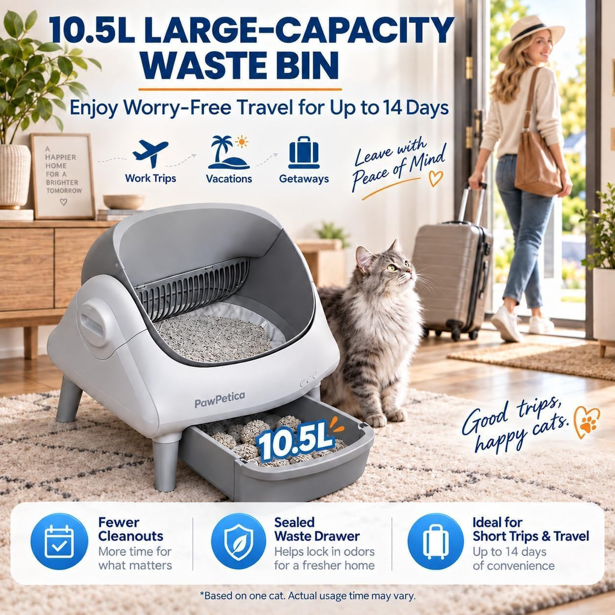 Self Cleaning Litter Box, 10.5L Automatic Cat Litter Box with WiFi App