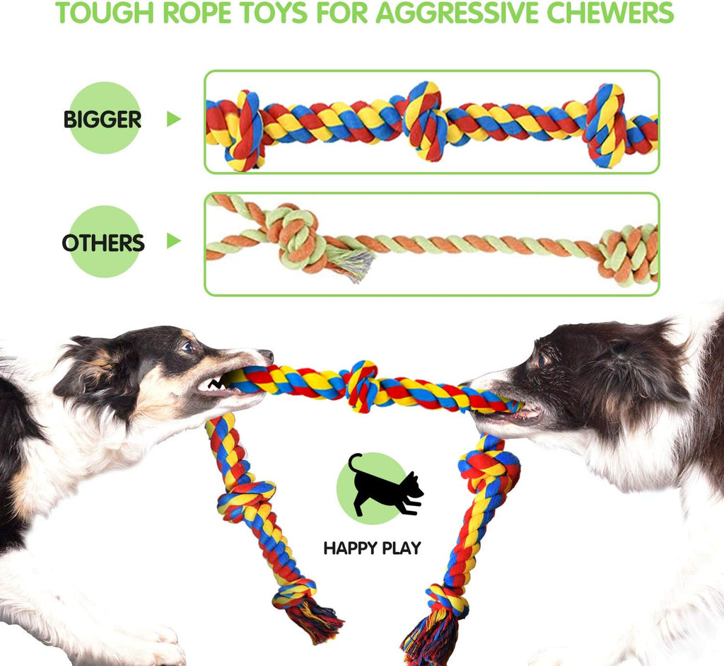 Large Tough Chew Toys for Aggressive Chewers, 9 Pack Dog Rope Toys