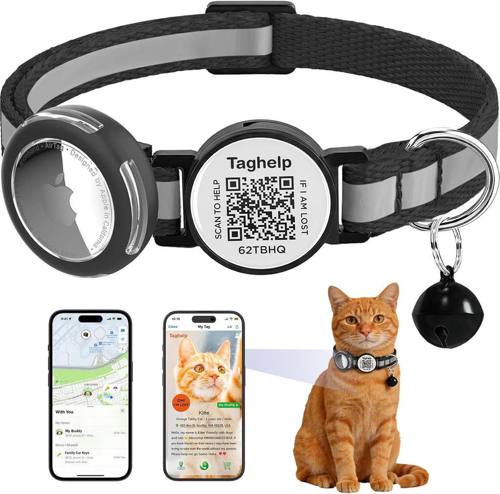 Reflective AirTag Cat Collar, Integrated Cat Collar with Air Tag Holder