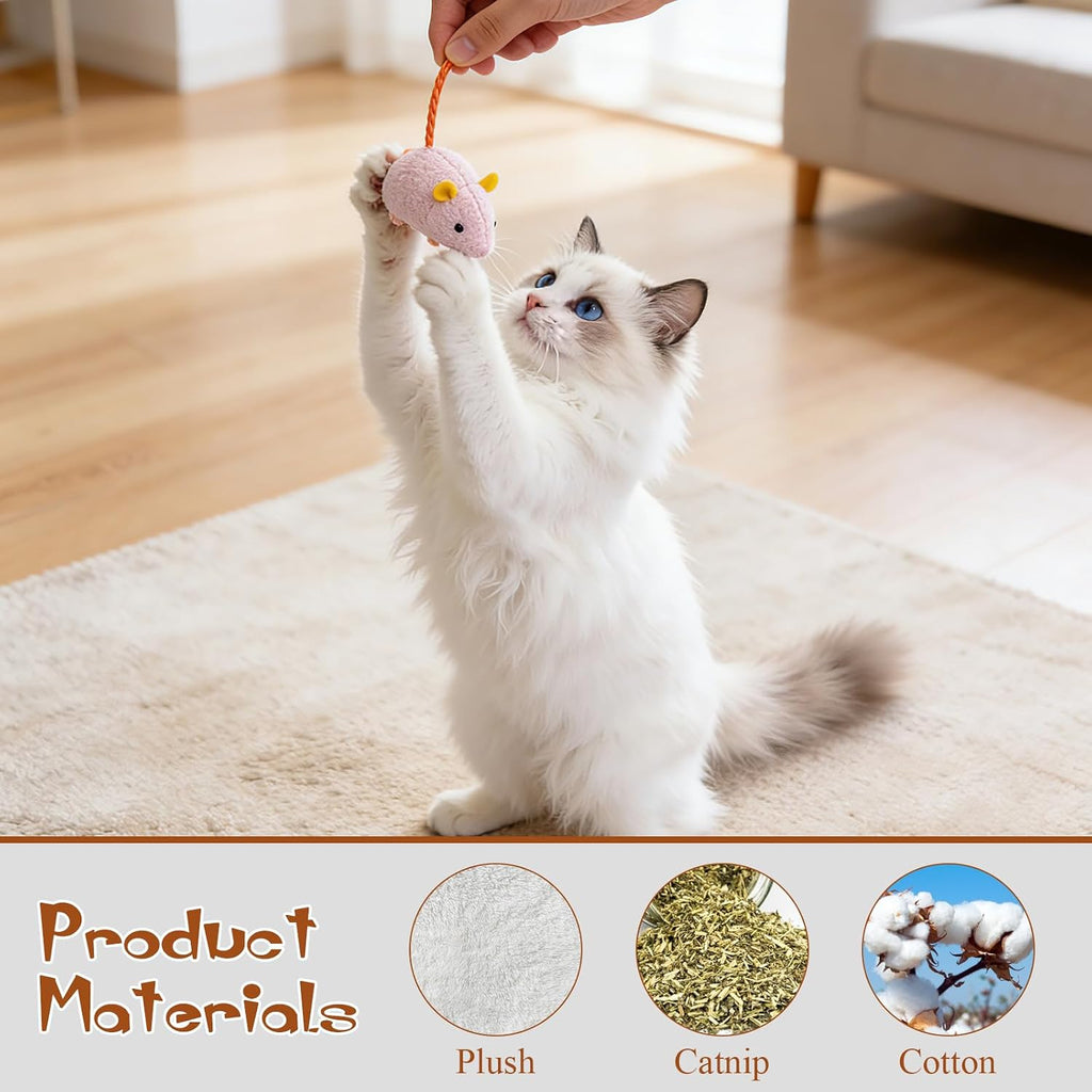 NAHSHON 15PCS Cat Mouse Toys Prefilled Catnip Toys