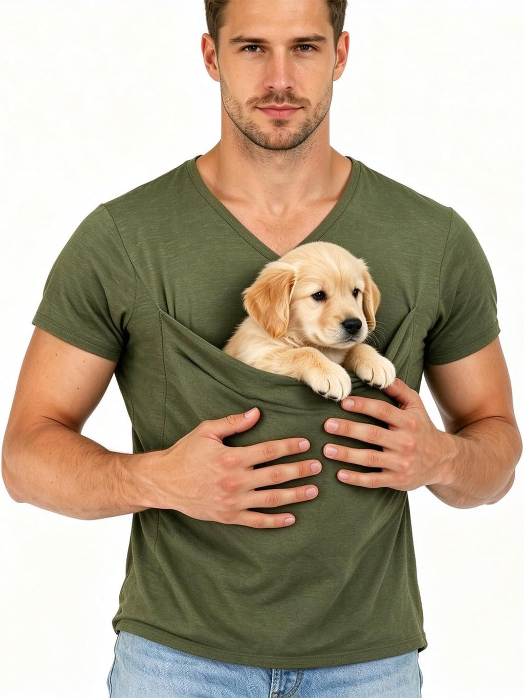 Pet Pouch Shirt for Small Dogs&Cats,Hands-Free Carrier with Kangaroo Pouch