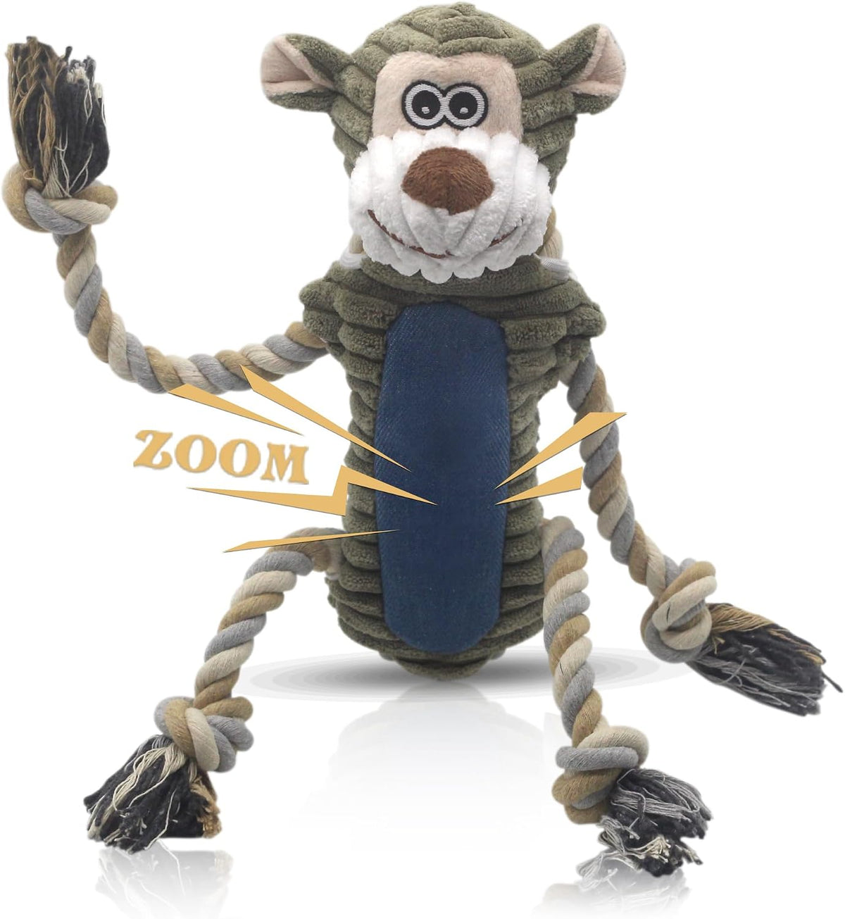 BUYPOW Funny Plush Dog Chew Toys, Squeaky Dog Toys, Interactive Tug of War Puppy Toys, Stuffed Dog Toys for Small, Mediu