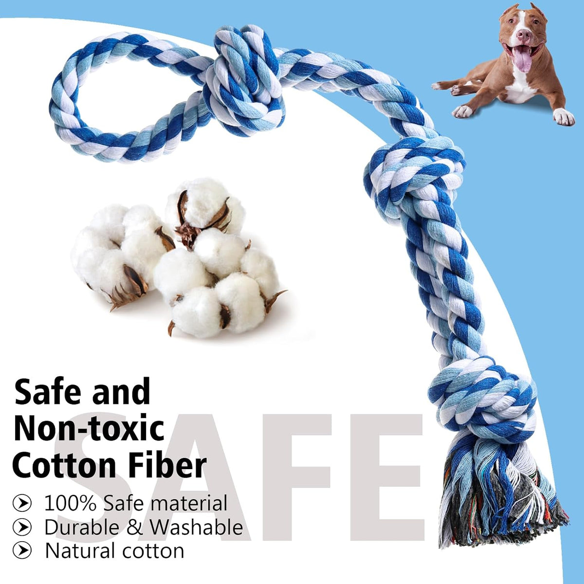 XIGOU Dog Rope Toys Indestructible Dog Toys, Dog Chew Toys for Aggressive Chewers, Tough Puppy Teething Chew Toys for Bo