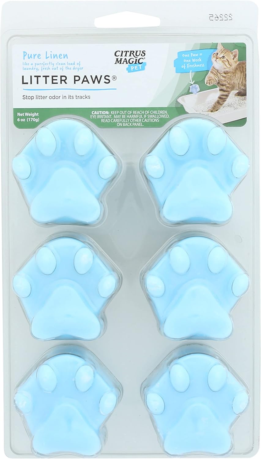 Citrus Magic Pet Odor Eliminator Litter Paws, Fresh Linen, 6 Paws
