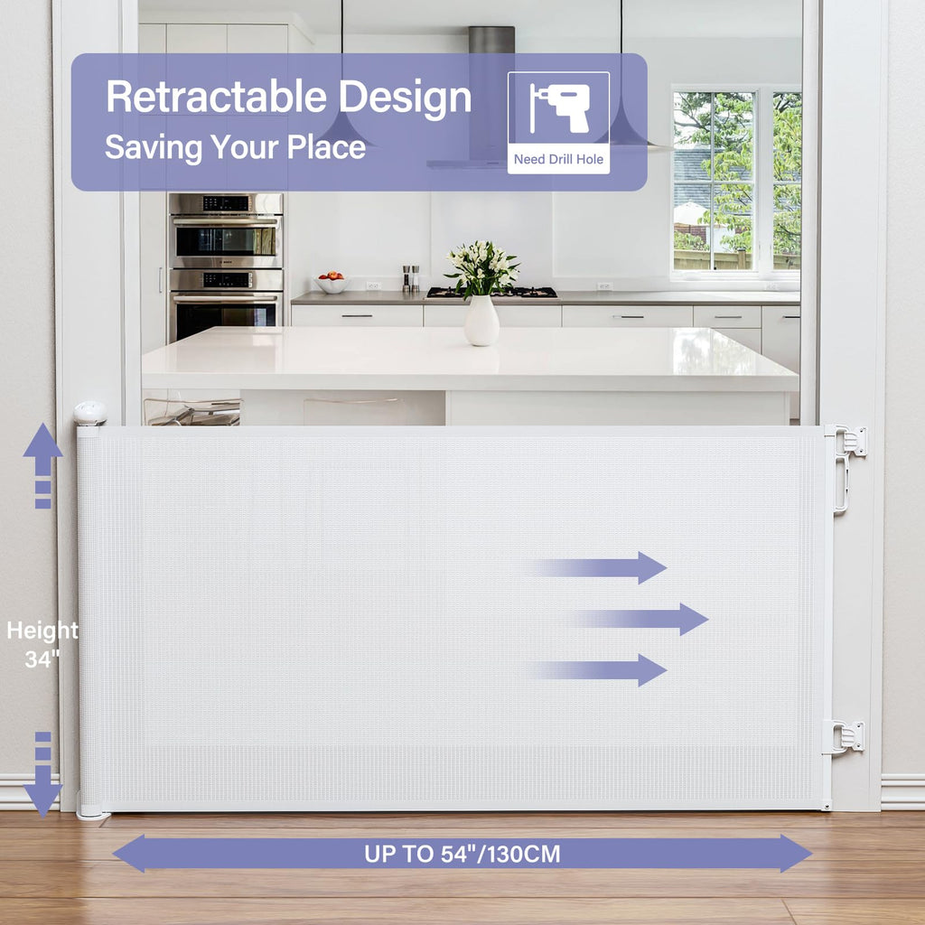 PRObebi Retractable Baby Gates for Stairs & Doorways, Indoor & Outdoor Use