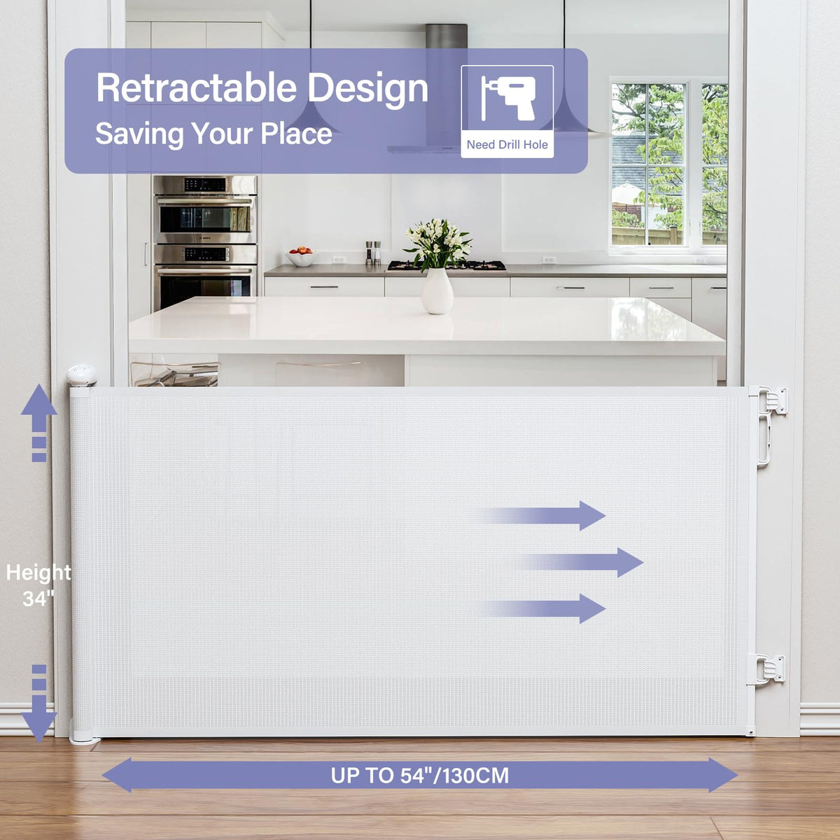 PRObebi Retractable Baby Gates for Stairs & Doorways, Indoor & Outdoor Use