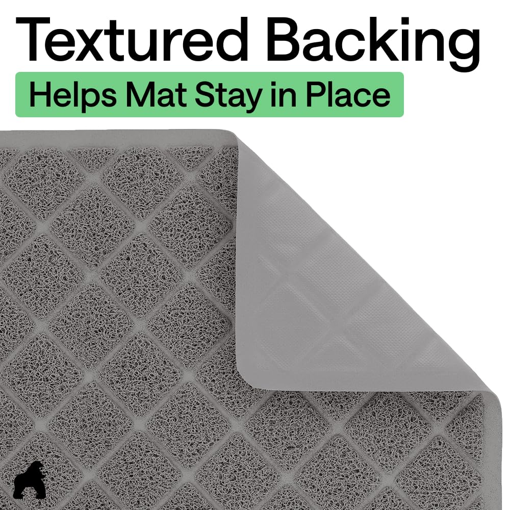 GORILLA GRIP Cat Litter Mat, Coiled Mesh Trapping Mats, 24x17 Gray