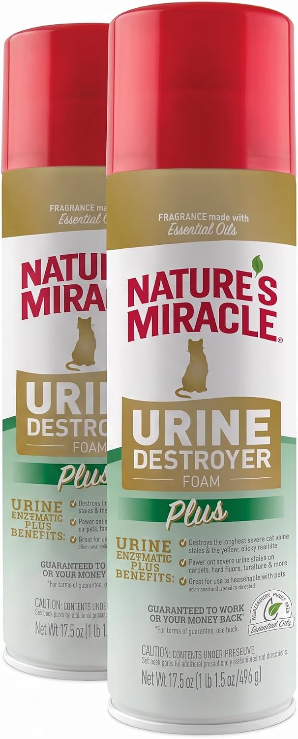 Nature's Miracle Cat Urine Destroyer Plus Foam, Enzymatic Cleaner, 17.5 oz