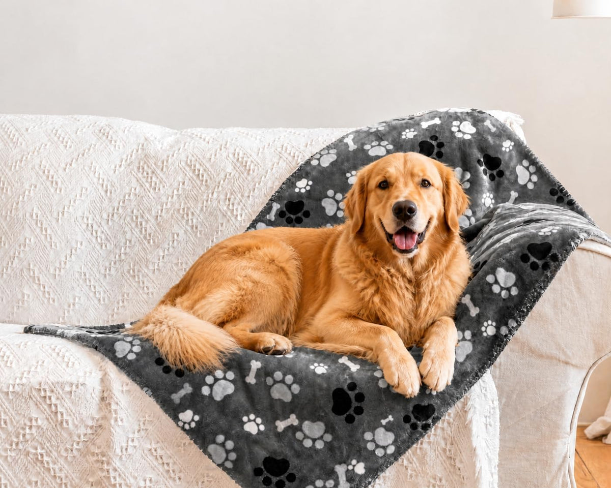 Waterproof Dog Blanket Reversible Pet Sherpa Fleece 40x30 Blue