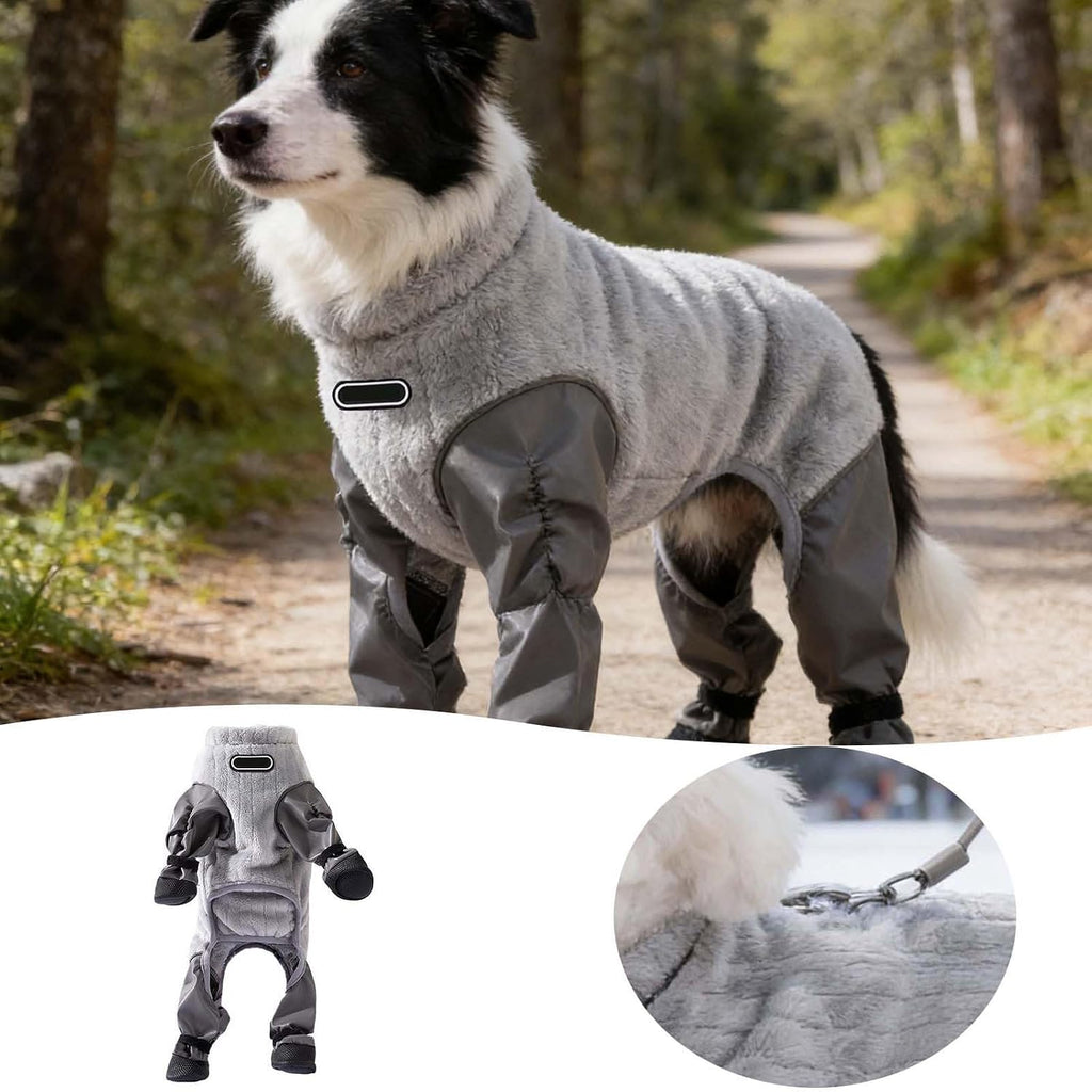 Quilted Insulated Winter Coat with Boots Reflective Full Coverage Outerwear for Small Medium Sized Dogs Outdoor Walking 