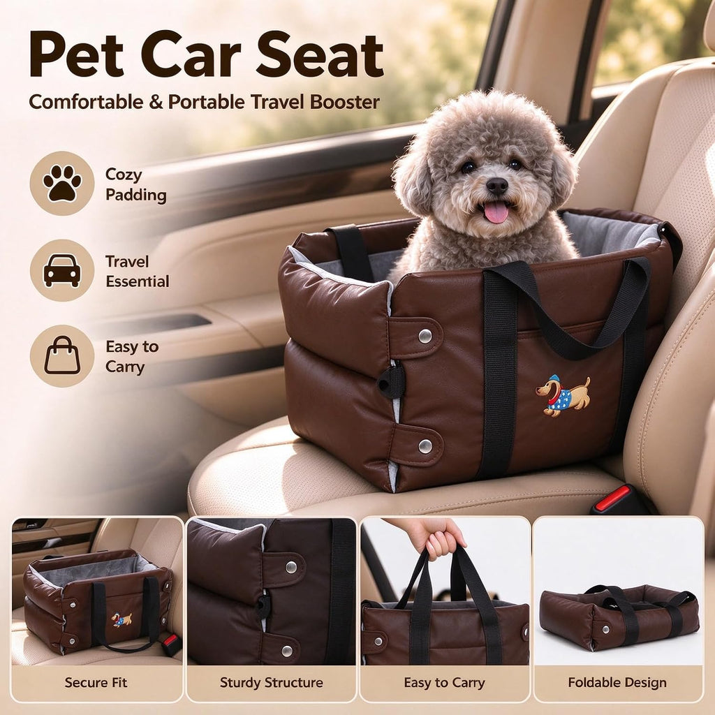 Dog Car Seat 2-in-1 Pet Bed, Soft Plush Travel Carrier for Small Pets