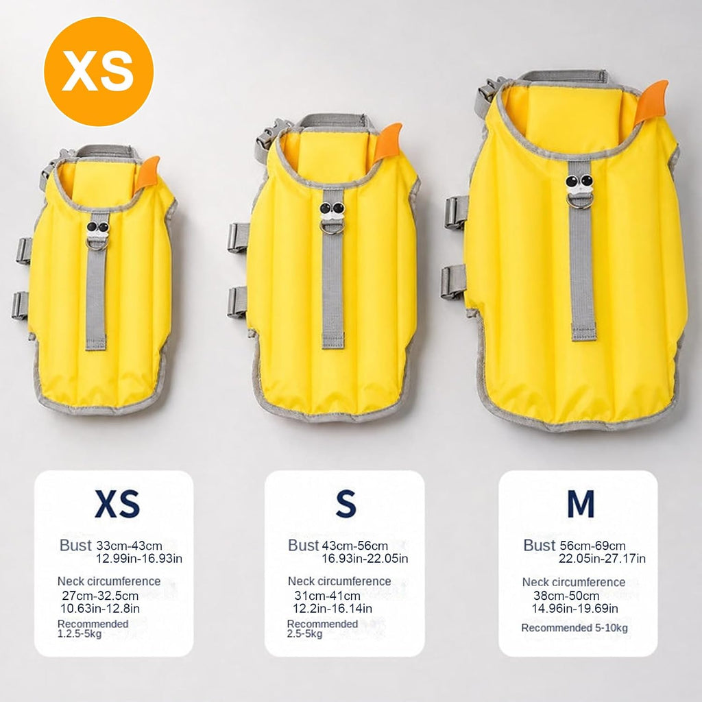 Dog Life Vest with Chin Float, Dog Life Jacket, with Rescue Handle & Hook, Head/Neck Support Design, Reflective, High Bu
