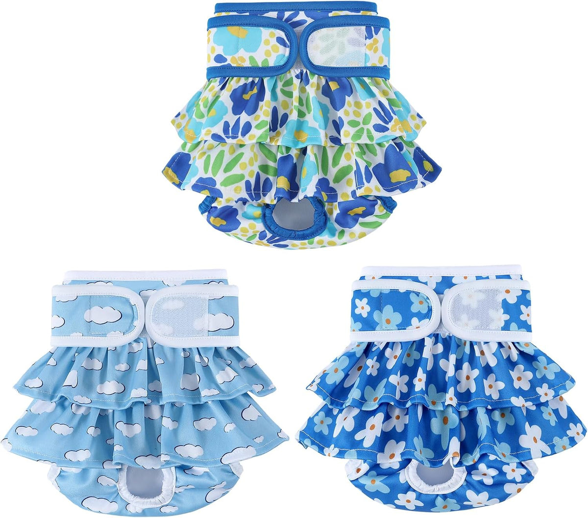 Washable Dog Diapers Female 3 Pack Reusable Highly Absorbent Doggie Diaper, Flexible Doggy Diaper Female Durable Leak-Pr