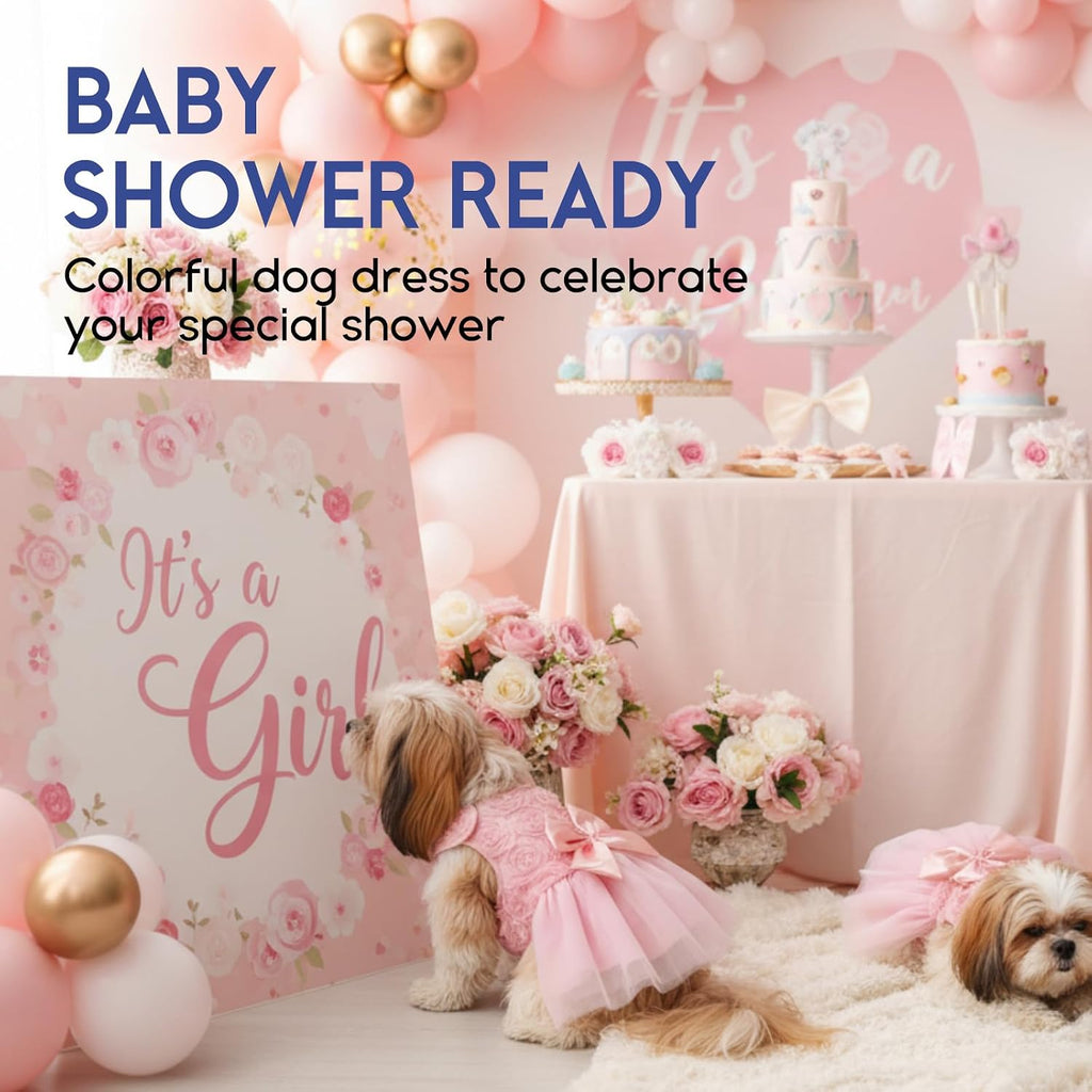 ASENKU Dog Dress Pet Wedding Dress Puppy Birthday Party Outfit, Pink 2XL