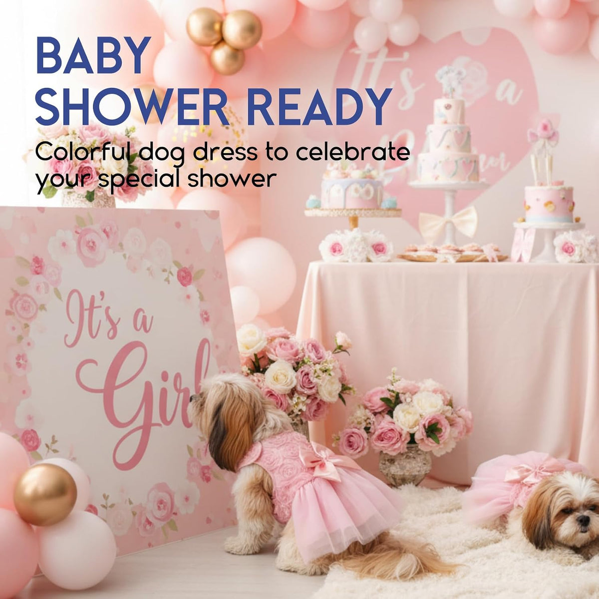 ASENKU Dog Dress Pet Wedding Dress Puppy Birthday Party Outfit, Pink 2XL