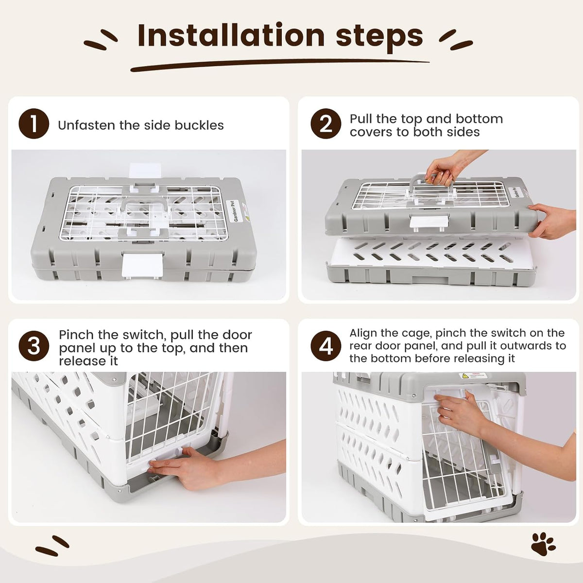 Collapsible Pet Crate for Small Dogs & Cat - 23" L Foldable Pet Carrier