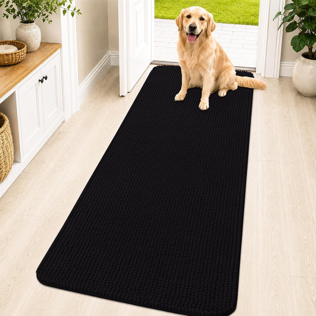 OLANLY Dog Door Mat for Muddy Paws 30x20, Absorbent Chenille Mud Doormat