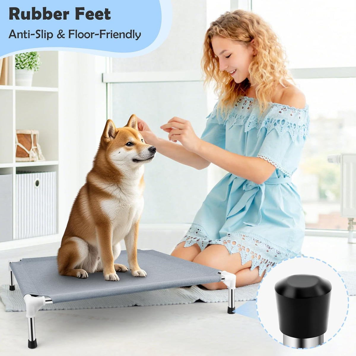 Elevated Dog Bed, Raised Outdoor Dog Bed for Medium Dogs, Portable Pet Cots