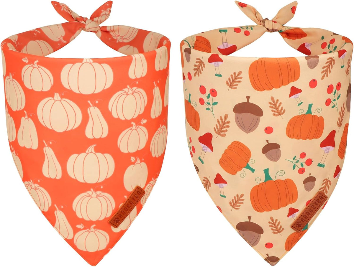 Halloween Floral Dog Bandanas, Ghost Pumpkin Fall Dog Scarf, L