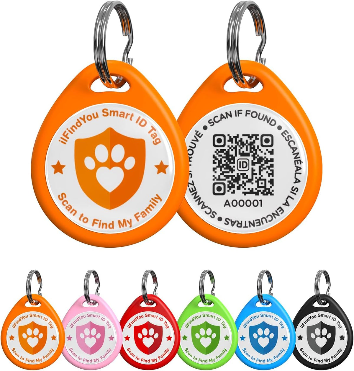 QR Code Cat Tags Personalized Small, Real-time Alerts, Pink