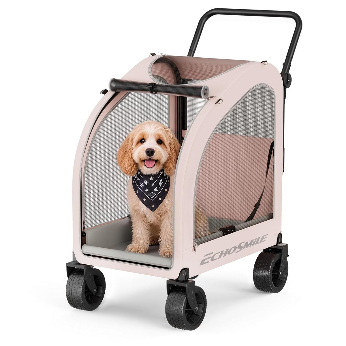 EchoSmile 4-Wheel Pet Stroller for Dogs & Cats, Up to 135 lbs, Grey