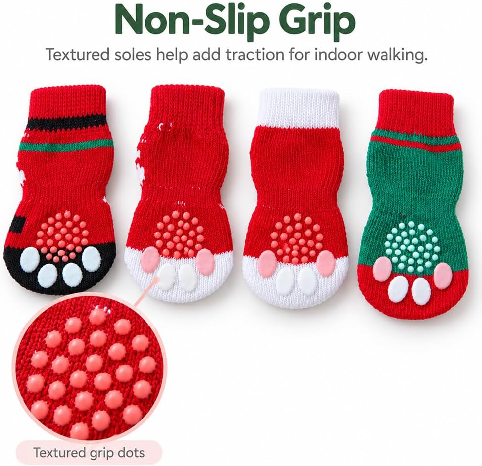 Christmas Dog Socks Non Slip with Grippers, Small Medium Large, 16pcs