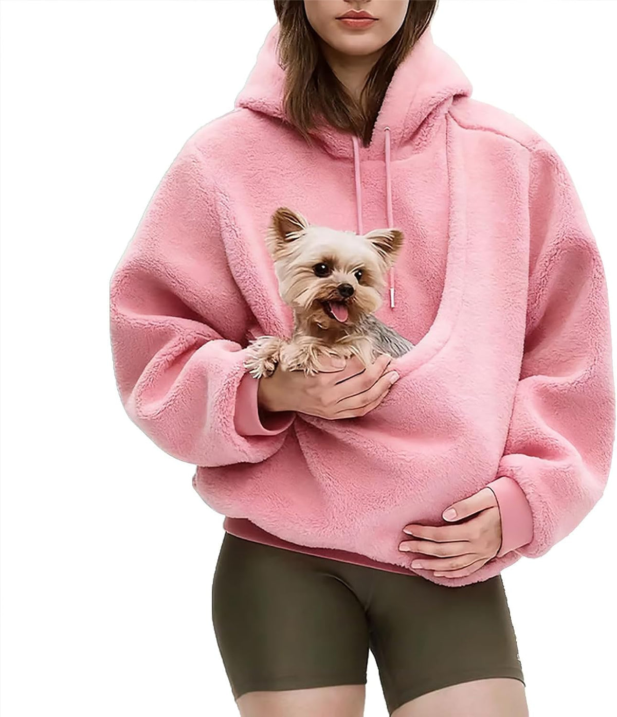 Pet Pouch Hoodie Fleece Cat Dog Carrier Sweatshirt, Blue-M